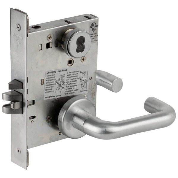Schlage Grade 1 Fail Secure Electric Mortise Lock, 03 Lever, A Rose, Request to Exit, Satin Chromium Plated L9092EUB 03A 626 RX - main